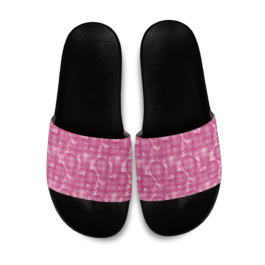 Alaka Hawaii Breadfruit Palaka Motifs Slide Sandals LT14 Pink - Polynesian Pride