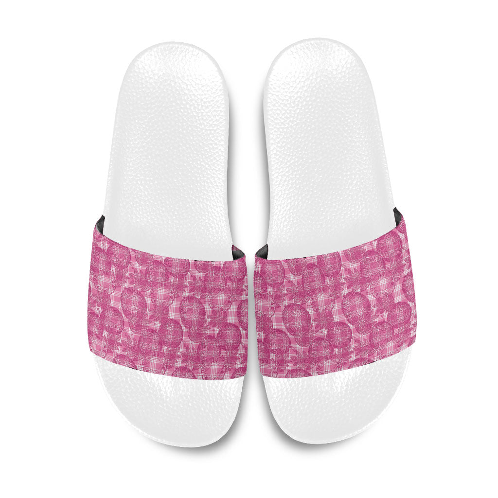 Alaka Hawaii Breadfruit Palaka Motifs Slide Sandals LT14 Pink - Polynesian Pride