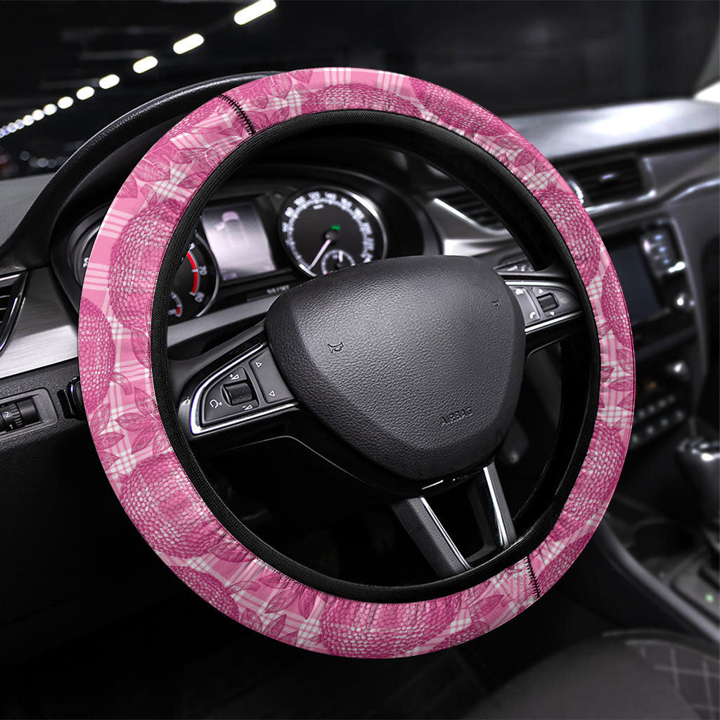 Alaka Hawaii Breadfruit Palaka Motifs Steering Wheel Cover LT14 Universal Fit Pink - Polynesian Pride