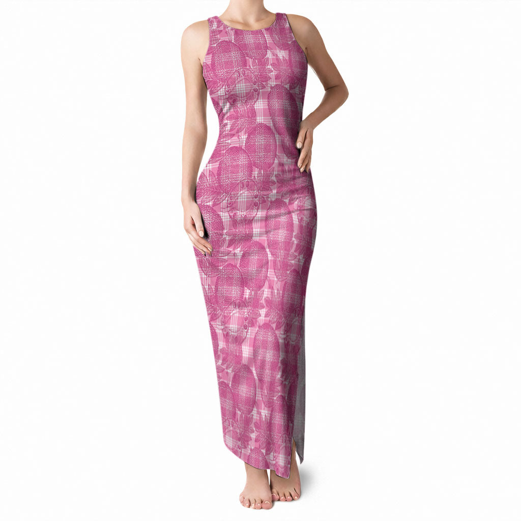 Alaka Hawaii Breadfruit Palaka Motifs Tank Maxi Dress LT14 Women Pink - Polynesian Pride