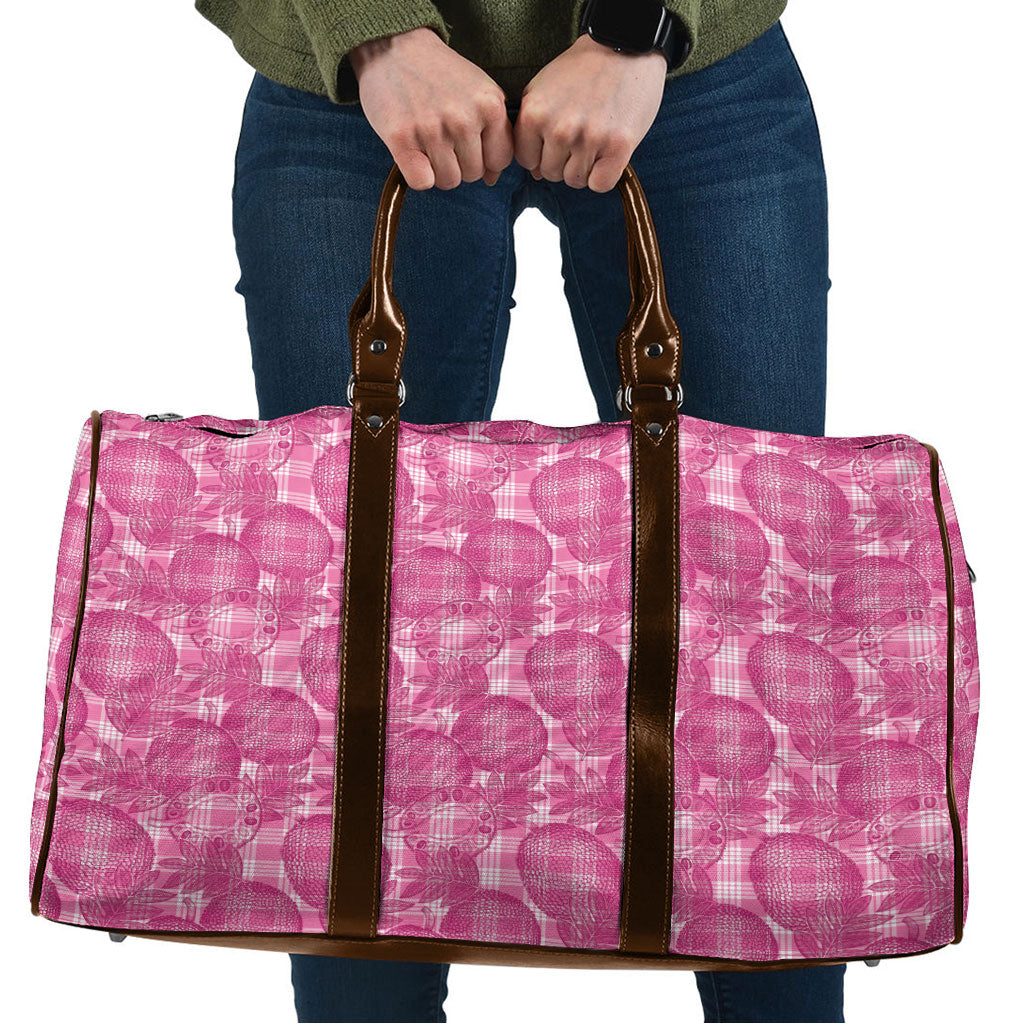 Alaka Hawaii Breadfruit Palaka Motifs Travel Bag LT14 Pink - Polynesian Pride