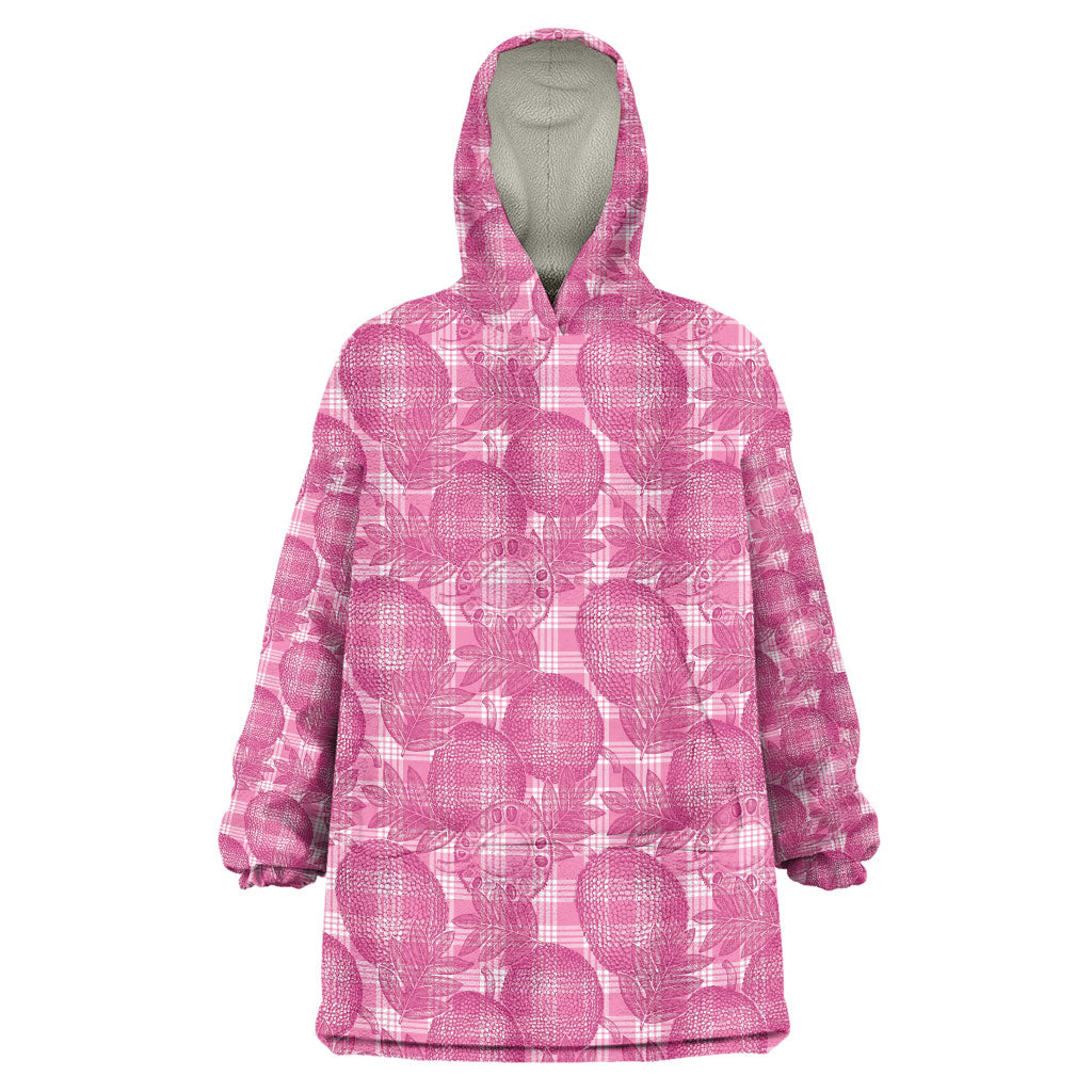 Alaka Hawaii Breadfruit Palaka Motifs Wearable Blanket Hoodie LT14 One Size Pink - Polynesian Pride