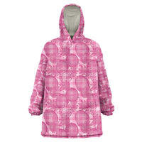 Alaka Hawaii Breadfruit Palaka Motifs Wearable Blanket Hoodie LT14 One Size Pink - Polynesian Pride