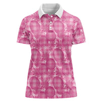 Alaka Hawaii Breadfruit Palaka Motifs Women Polo Shirt LT14 Female Pink - Polynesian Pride