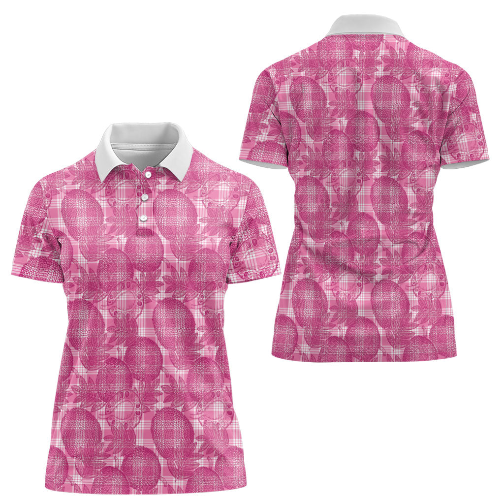 Alaka Hawaii Breadfruit Palaka Motifs Women Polo Shirt LT14 - Polynesian Pride