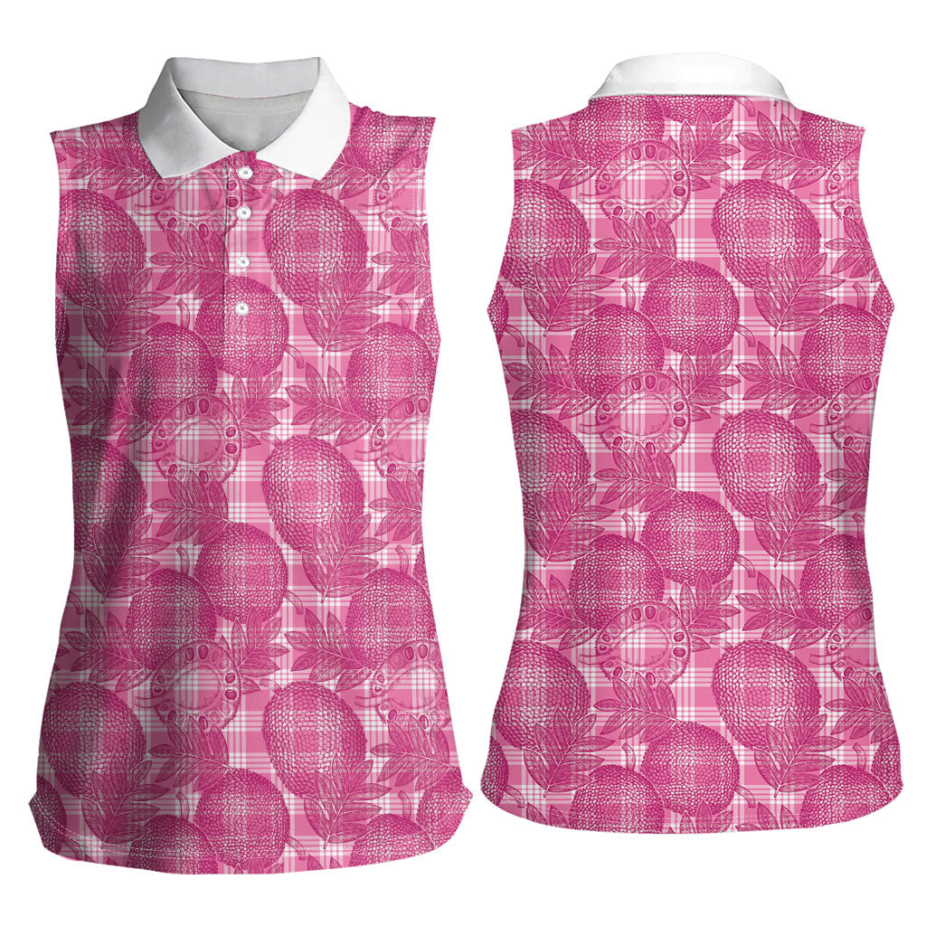 Alaka Hawaii Breadfruit Palaka Motifs Women Sleeveless Polo Shirt LT14 - Polynesian Pride
