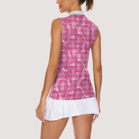 Alaka Hawaii Breadfruit Palaka Motifs Women Sleeveless Polo Shirt LT14 - Polynesian Pride