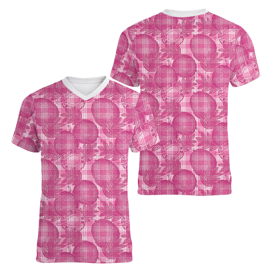 Alaka Hawaii Breadfruit Palaka Motifs Women V-Neck T-Shirt LT14 - Polynesian Pride