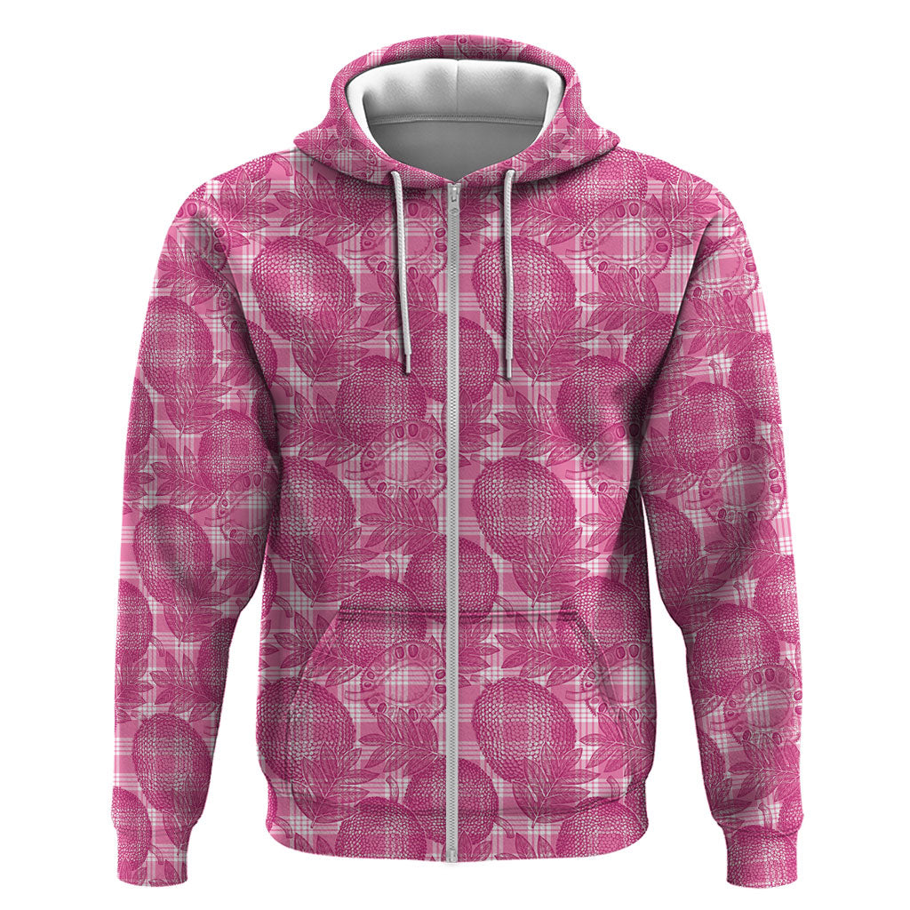Alaka Hawaii Breadfruit Palaka Motifs Zip Hoodie LT14 Zip Hoodie Pink - Polynesian Pride