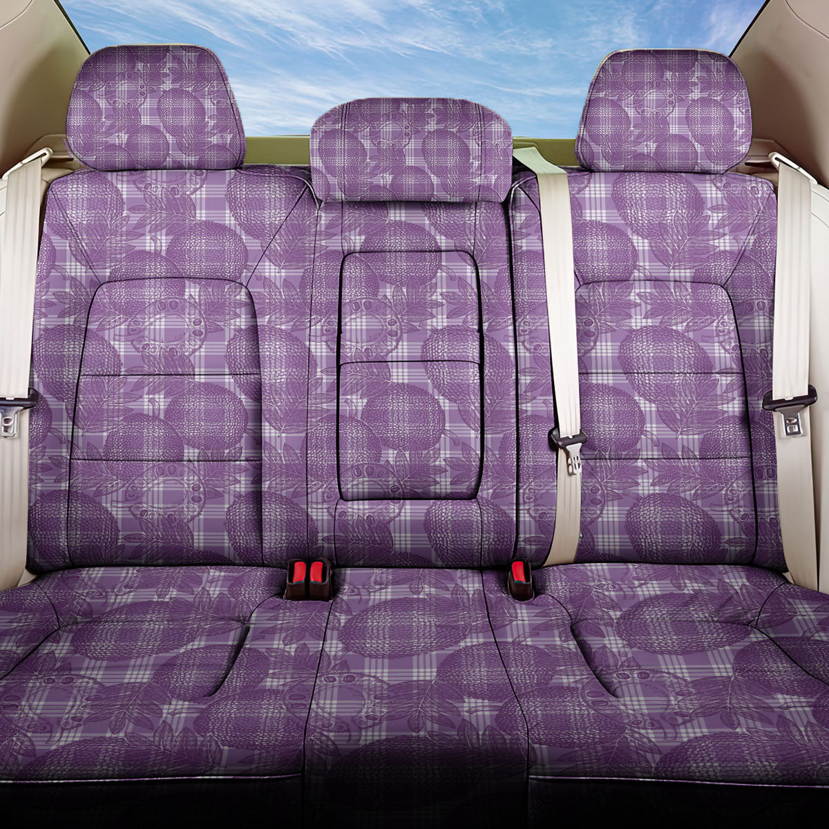 Poni Hawaii Breadfruit Palaka Motifs Back Car Seat Cover LT14 One Size Purple - Polynesian Pride