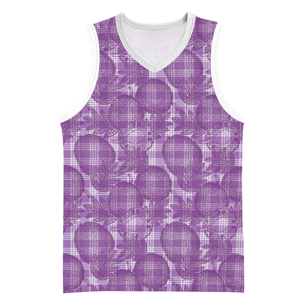 Poni Hawaii Breadfruit Palaka Motifs Basketball Jersey LT14 Unisex Purple - Polynesian Pride
