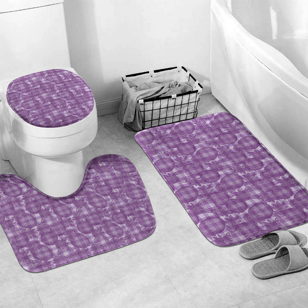 Poni Hawaii Breadfruit Palaka Motifs Bathroom Set LT14 Mat Set Only (3 pcs) One Size Purple - Polynesian Pride