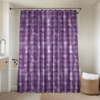 Poni Hawaii Breadfruit Palaka Motifs Bathroom Set LT14 Shower Curtain Only Purple - Polynesian Pride