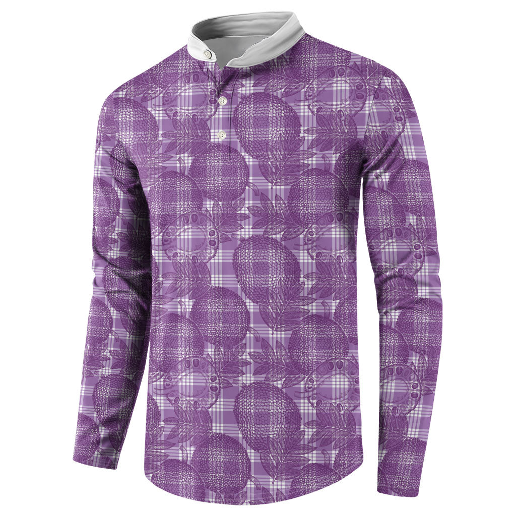 Poni Hawaii Breadfruit Palaka Motifs Button Sweatshirt LT14 - Polynesian Pride