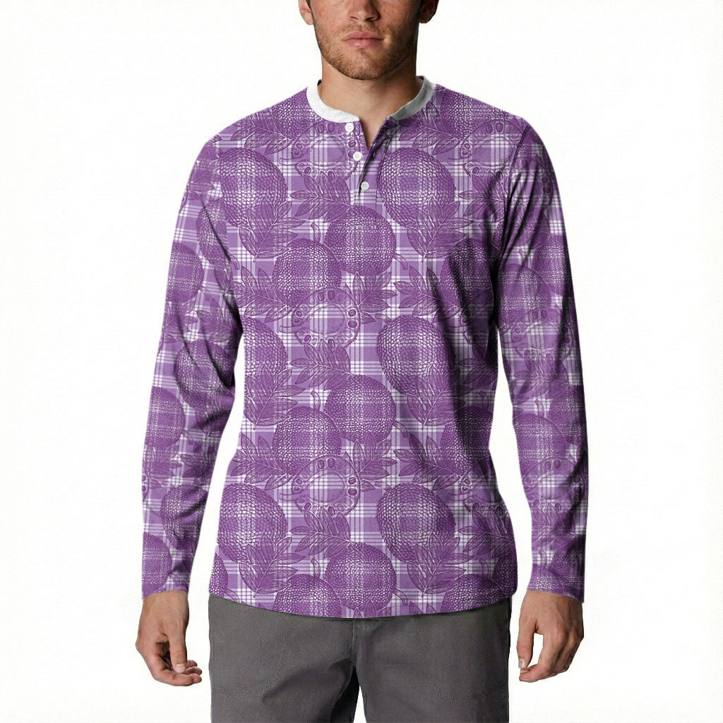 Poni Hawaii Breadfruit Palaka Motifs Button Sweatshirt LT14 - Polynesian Pride
