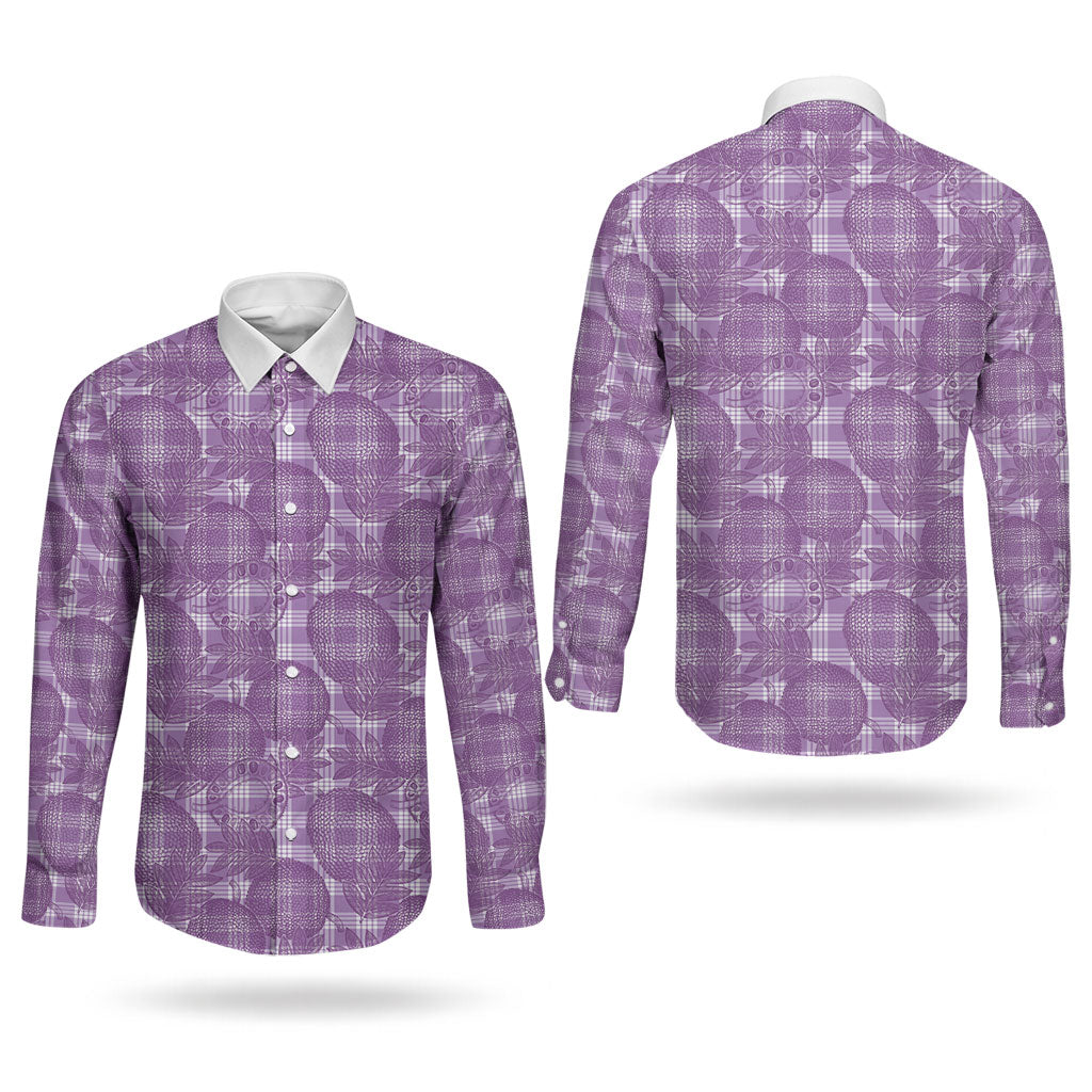 Poni Hawaii Breadfruit Palaka Motifs Couples Matching Mermaid Dress and Long Sleeve Button Shirt LT14 - Polynesian Pride