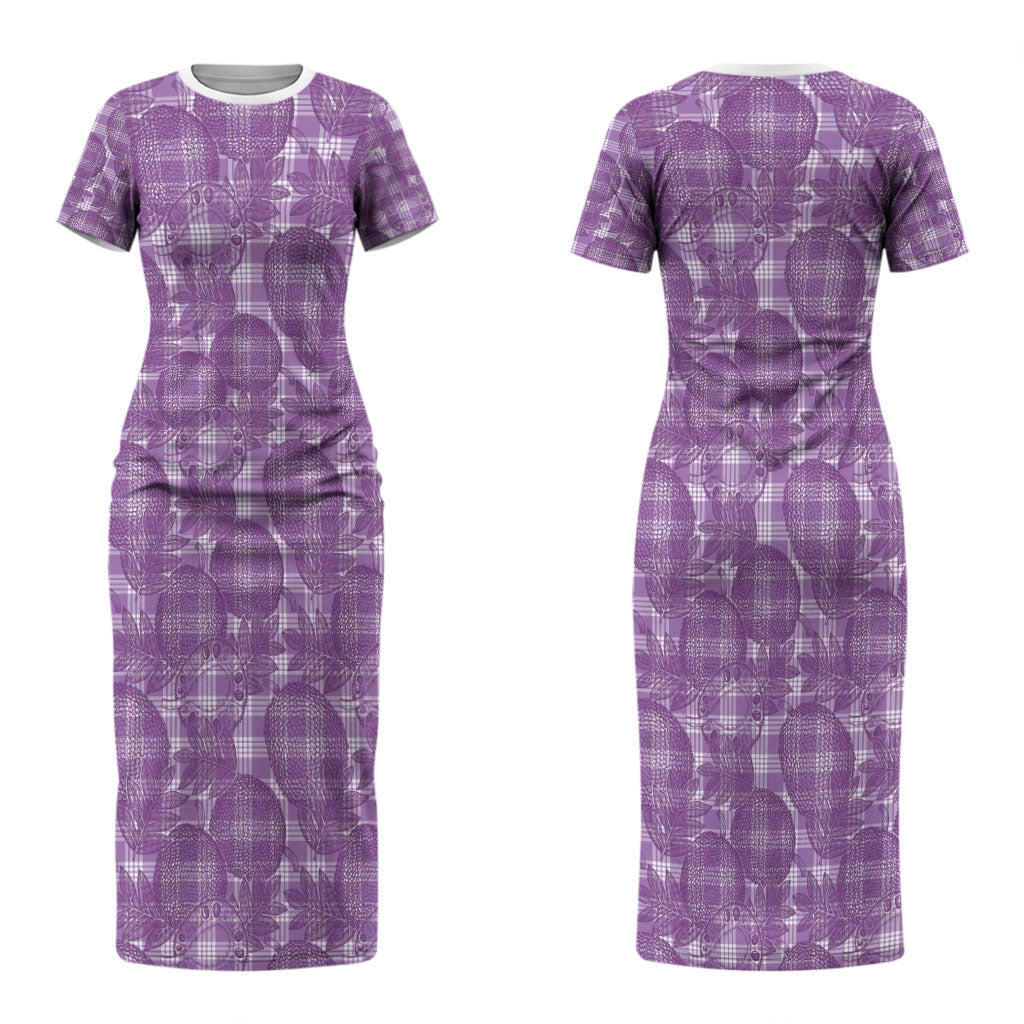 Poni Hawaii Breadfruit Palaka Motifs Couples Matching Short Sleeve Bodycon Dress and Long Sleeve Button Shirt LT14 - Polynesian Pride