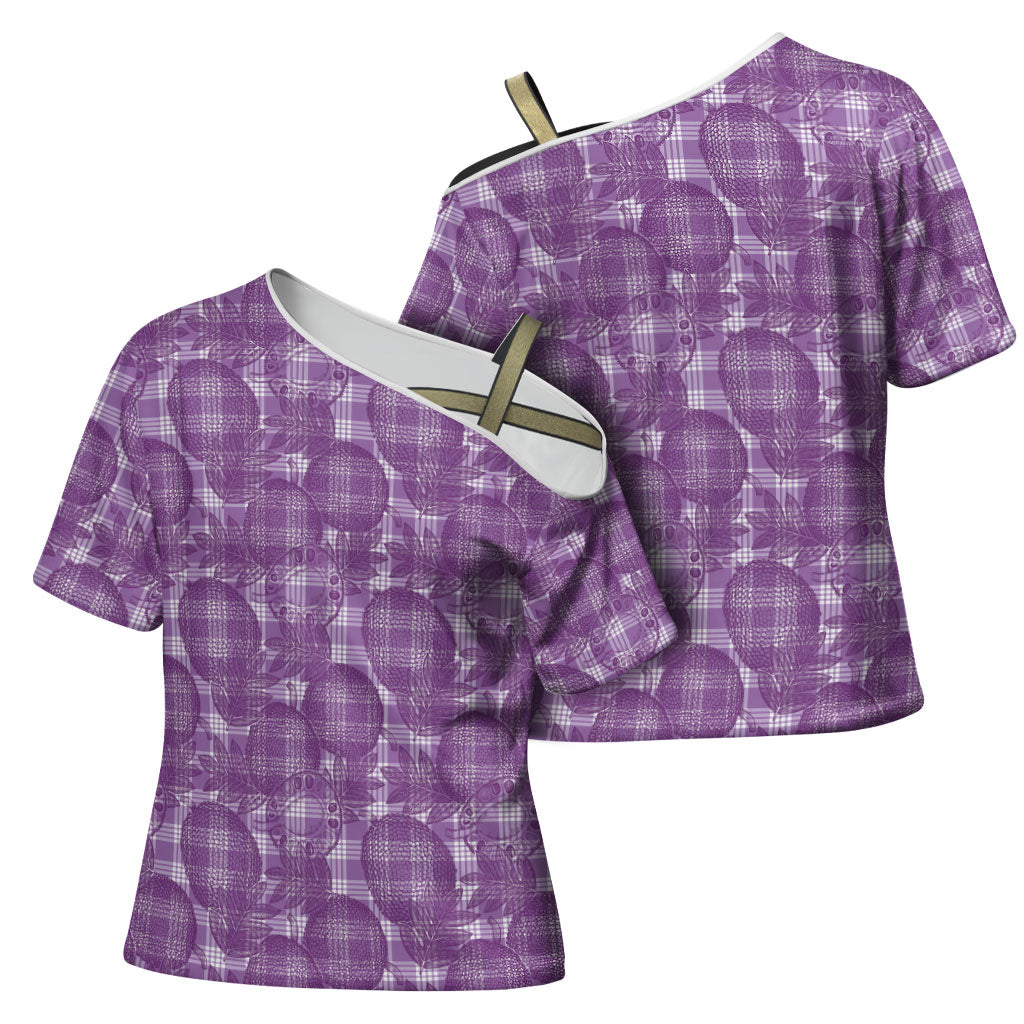 Poni Hawaii Breadfruit Palaka Motifs Cross Shoulder Shirt LT14 - Polynesian Pride
