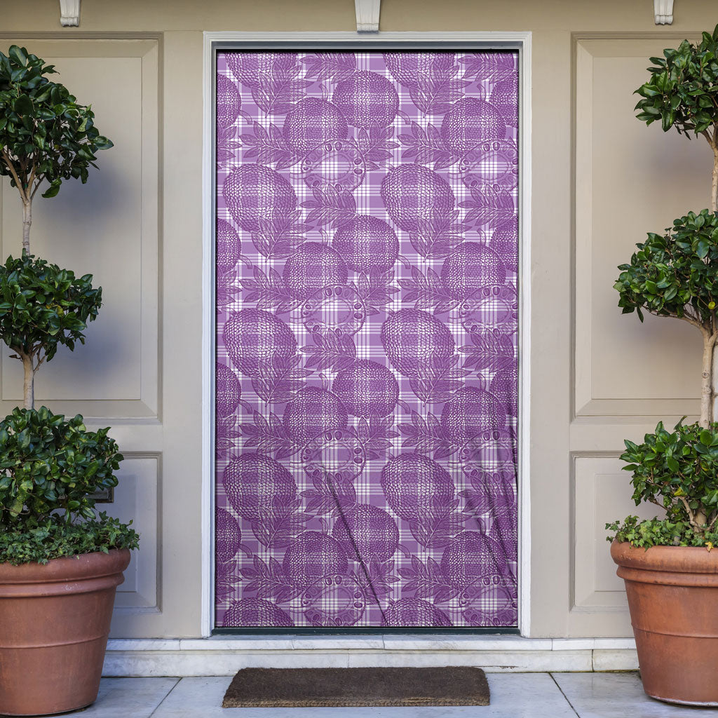 Poni Hawaii Breadfruit Palaka Motifs Door Cover LT14 Purple - Polynesian Pride