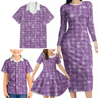 Poni Hawaii Breadfruit Palaka Motifs Family Matching Long Sleeve Bodycon Dress and Hawaiian Shirt LT14 - Polynesian Pride