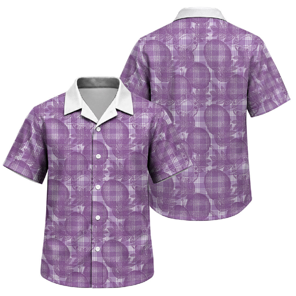 Poni Hawaii Breadfruit Palaka Motifs Family Matching Long Sleeve Bodycon Dress and Hawaiian Shirt LT14 Son's Shirt Purple - Polynesian Pride