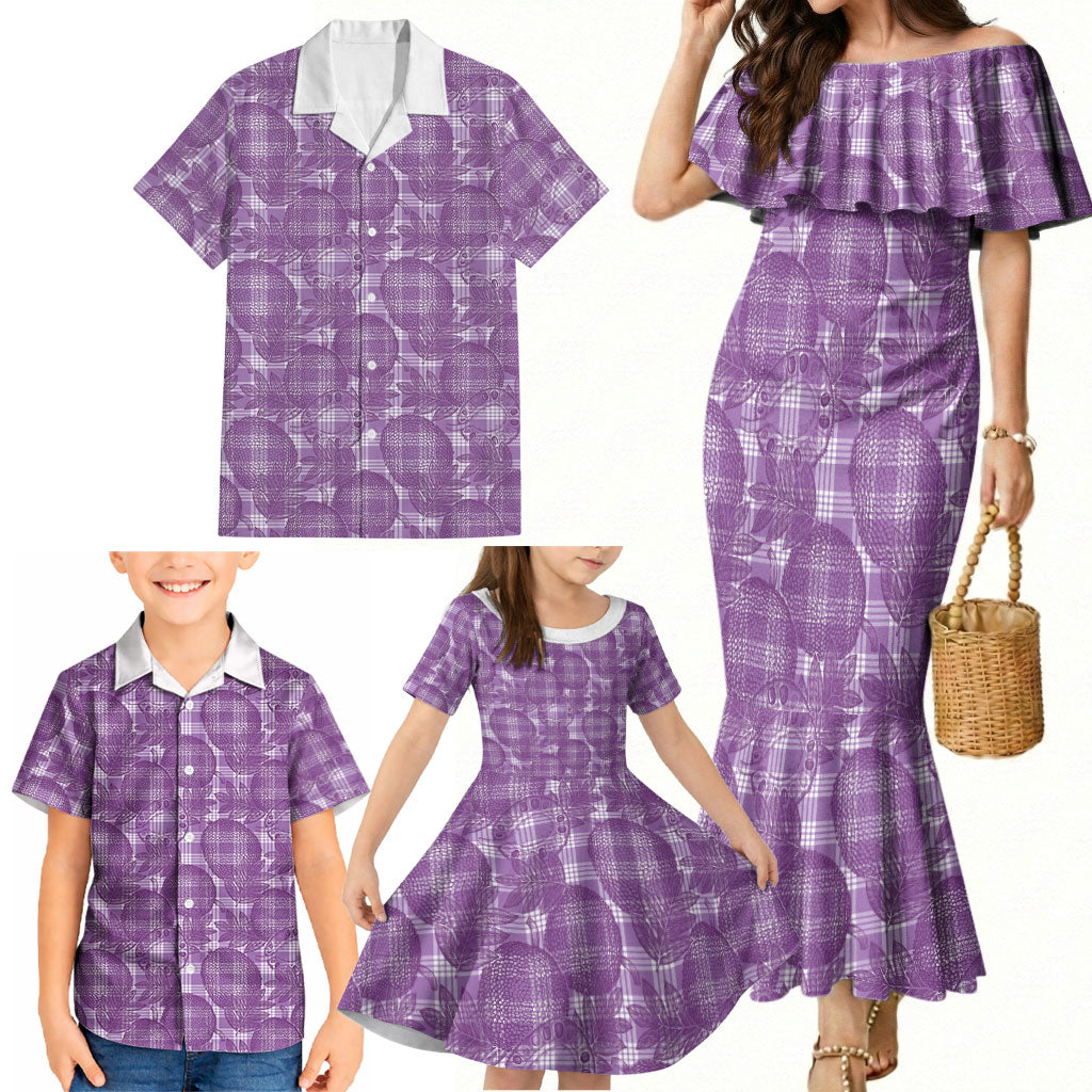Poni Hawaii Breadfruit Palaka Motifs Family Matching Mermaid Dress and Hawaiian Shirt LT14 - Polynesian Pride
