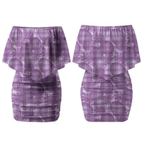 Poni Hawaii Breadfruit Palaka Motifs Family Matching Off Shoulder Short Dress and Hawaiian Shirt LT14 Mom's Dress Purple - Polynesian Pride