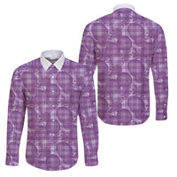Poni Hawaii Breadfruit Palaka Motifs Family Matching Summer Maxi Dress and Hawaiian Shirt LT14 Dad's Shirt - Long Sleeve Purple - Polynesian Pride