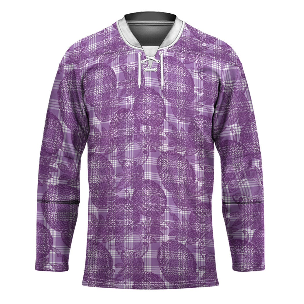 Poni Hawaii Breadfruit Palaka Motifs Hockey Jersey LT14 Unisex Purple - Polynesian Pride