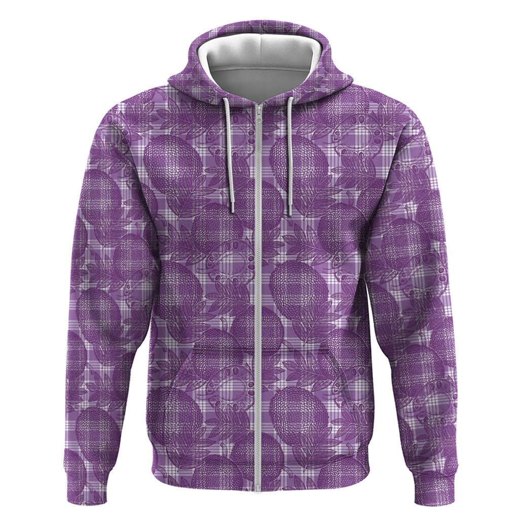 Poni Hawaii Breadfruit Palaka Motifs Hoodie LT14 Zip Hoodie Purple - Polynesian Pride