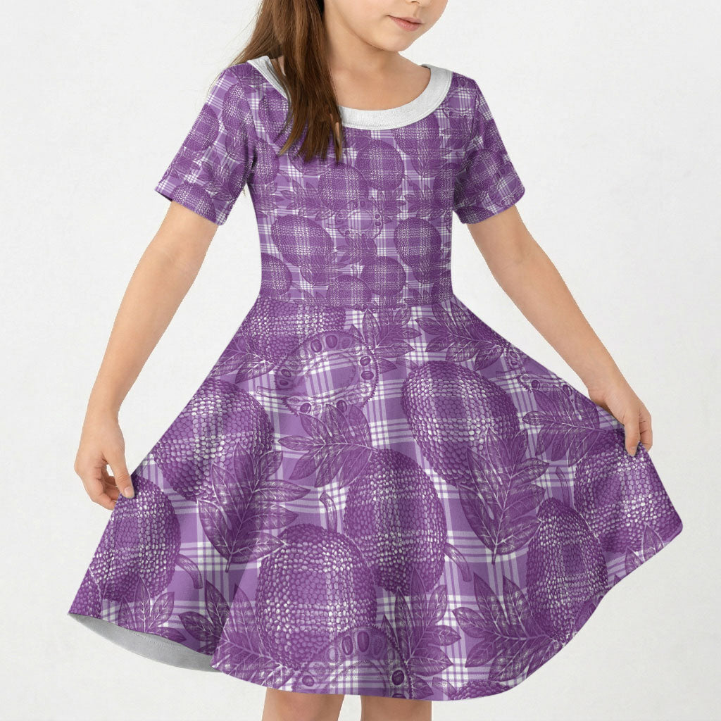 Poni Hawaii Breadfruit Palaka Motifs Kid Short Sleeve Dress