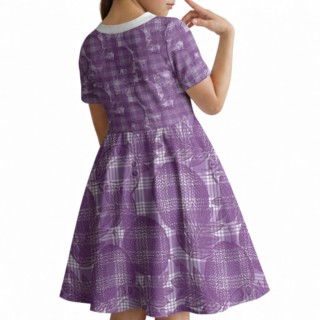 Poni Hawaii Breadfruit Palaka Motifs Kid Short Sleeve Dress LT14 - Polynesian Pride