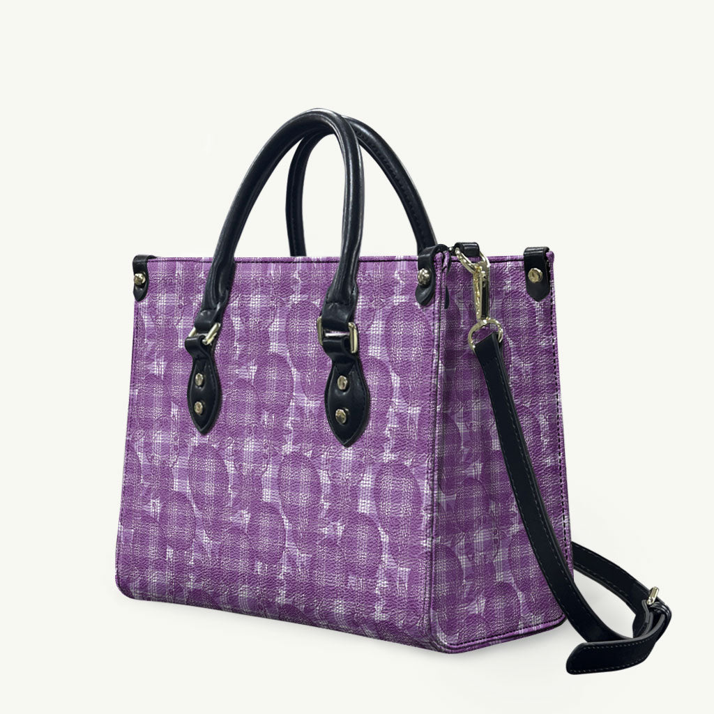 Poni Hawaii Breadfruit Palaka Motifs Leather Bag LT14 Purple - Polynesian Pride