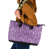 Poni Hawaii Breadfruit Palaka Motifs Leather Tote Bag LT14 Purple - Polynesian Pride