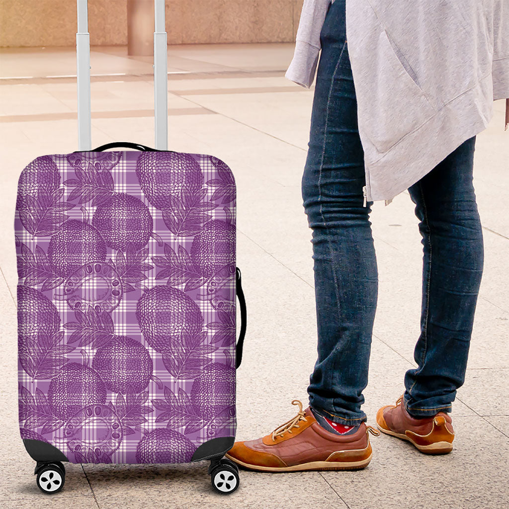 Poni Hawaii Breadfruit Palaka Motifs Luggage Cover LT14 Purple - Polynesian Pride