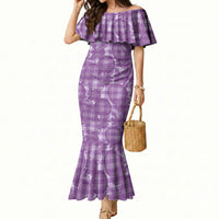 Poni Hawaii Breadfruit Palaka Motifs Mermaid Dress LT14 Women Purple - Polynesian Pride