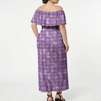 Poni Hawaii Breadfruit Palaka Motifs Off Shoulder Maxi Dress LT14 - Polynesian Pride
