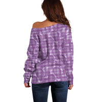 Poni Hawaii Breadfruit Palaka Motifs Off Shoulder Sweater LT14 - Polynesian Pride