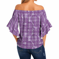 Poni Hawaii Breadfruit Palaka Motifs Off Shoulder Wrap Waist Top LT14 - Polynesian Pride