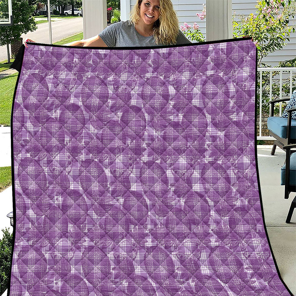 Poni Hawaii Breadfruit Palaka Motifs Quilt LT14 Purple - Polynesian Pride