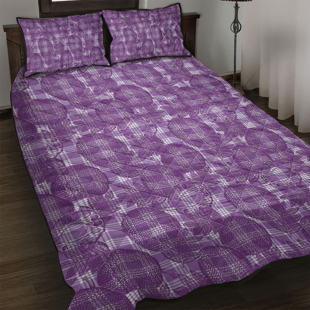 Poni Hawaii Breadfruit Palaka Motifs Quilt Bed Set LT14 Purple - Polynesian Pride