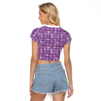 Poni Hawaii Breadfruit Palaka Motifs Raglan Cropped T Shirt LT14 - Polynesian Pride