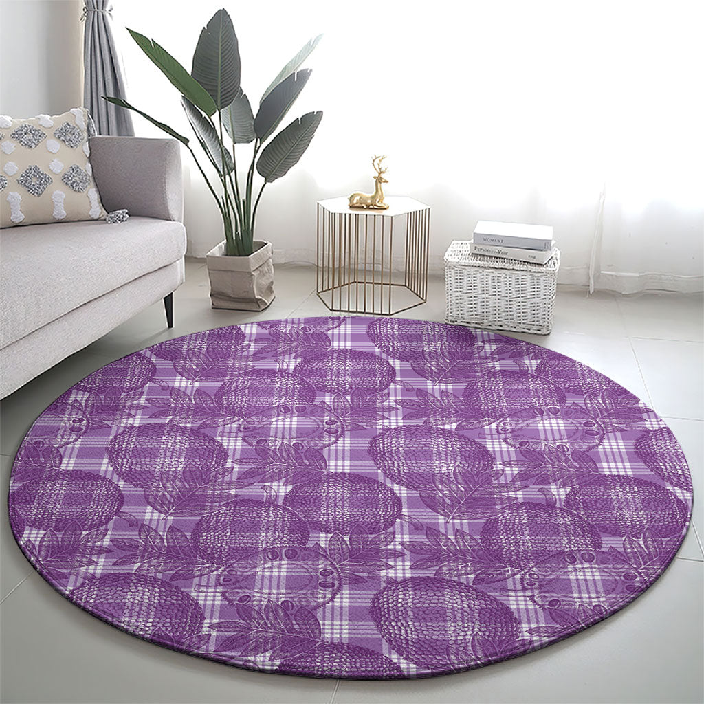 Poni Hawaii Breadfruit Palaka Motifs Round Carpet LT14 - Polynesian Pride