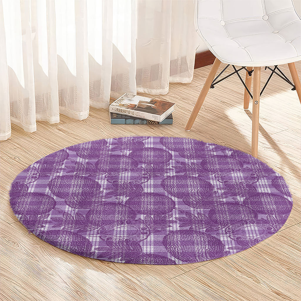 Poni Hawaii Breadfruit Palaka Motifs Round Carpet LT14 - Polynesian Pride