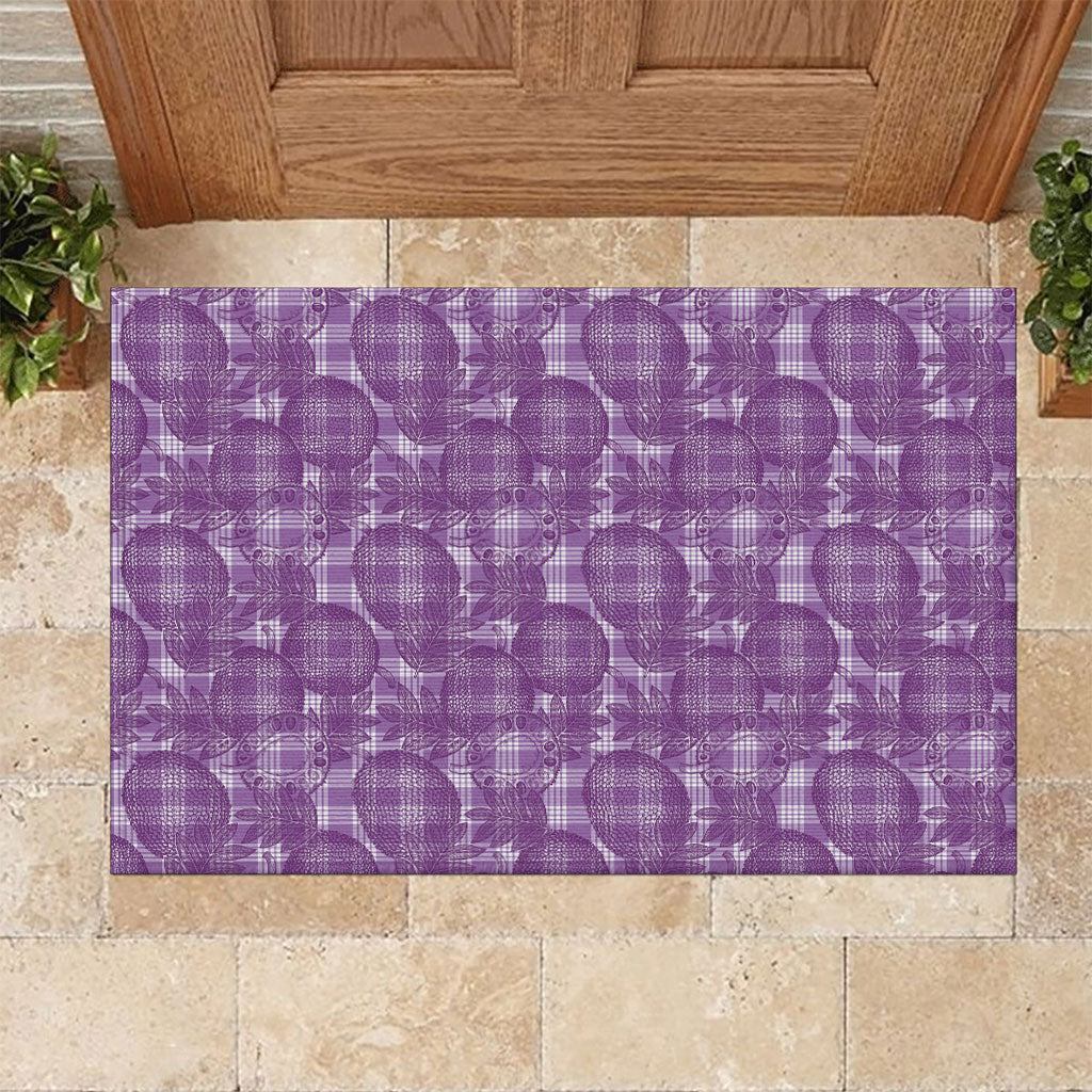 Poni Hawaii Breadfruit Palaka Motifs Rubber Doormat LT14 Purple - Polynesian Pride