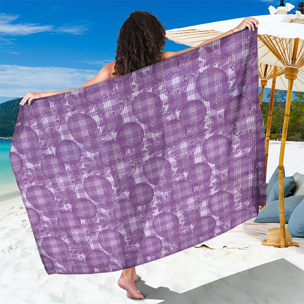 Poni Hawaii Breadfruit Palaka Motifs Sarong LT14 One Size 44 x 66 inches Purple - Polynesian Pride