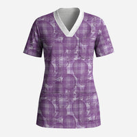 Poni Hawaii Breadfruit Palaka Motifs Scrub Top LT14 Adult Purple - Polynesian Pride
