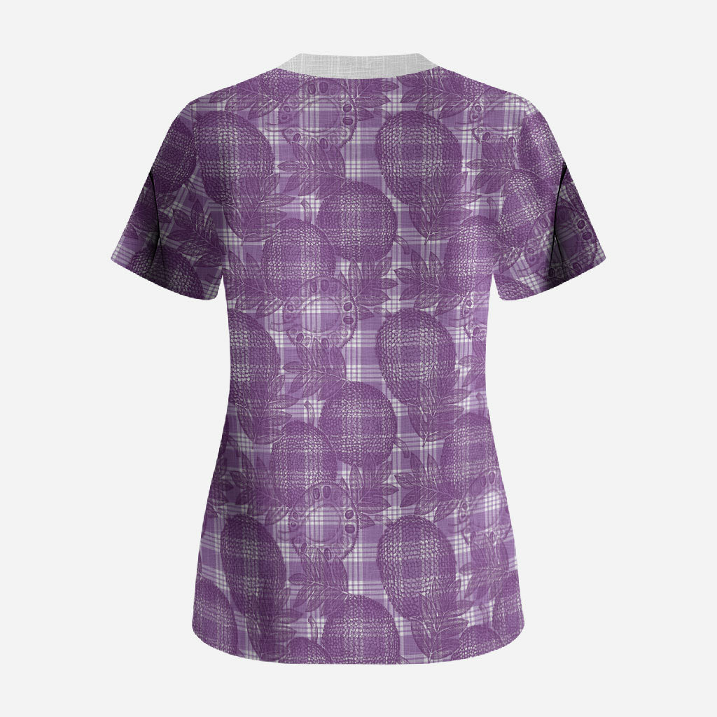 Poni Hawaii Breadfruit Palaka Motifs Scrub Top LT14 - Polynesian Pride
