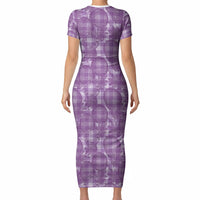 Poni Hawaii Breadfruit Palaka Motifs Short Sleeve Bodycon Dress LT14 - Polynesian Pride