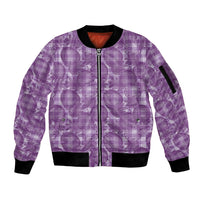 Poni Hawaii Breadfruit Palaka Motifs Sleeve Zip Bomber Jacket LT14 Unisex Purple - Polynesian Pride